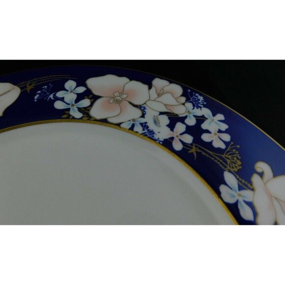 Mikasa August Moon Cobalt Blue Bone China Dinner Plate 10 3/4" Floral Design - Picture 2 of 5